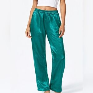 Vintage Gold Label Victoria’s Secret Emerald Satin Pajama Pants.Size Medium